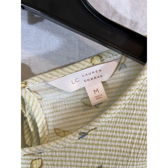 LC Lauren Conrad Women's Medium Short Sleeve Striped Lemon Blouse - Picture 2 of 9